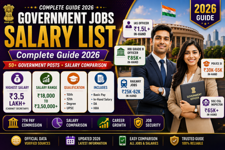 Government Jobs Salary List – 50 Posts Complete Pay Guide